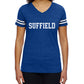 Women's Blue with White Stripes Suffield V-Neck shirt